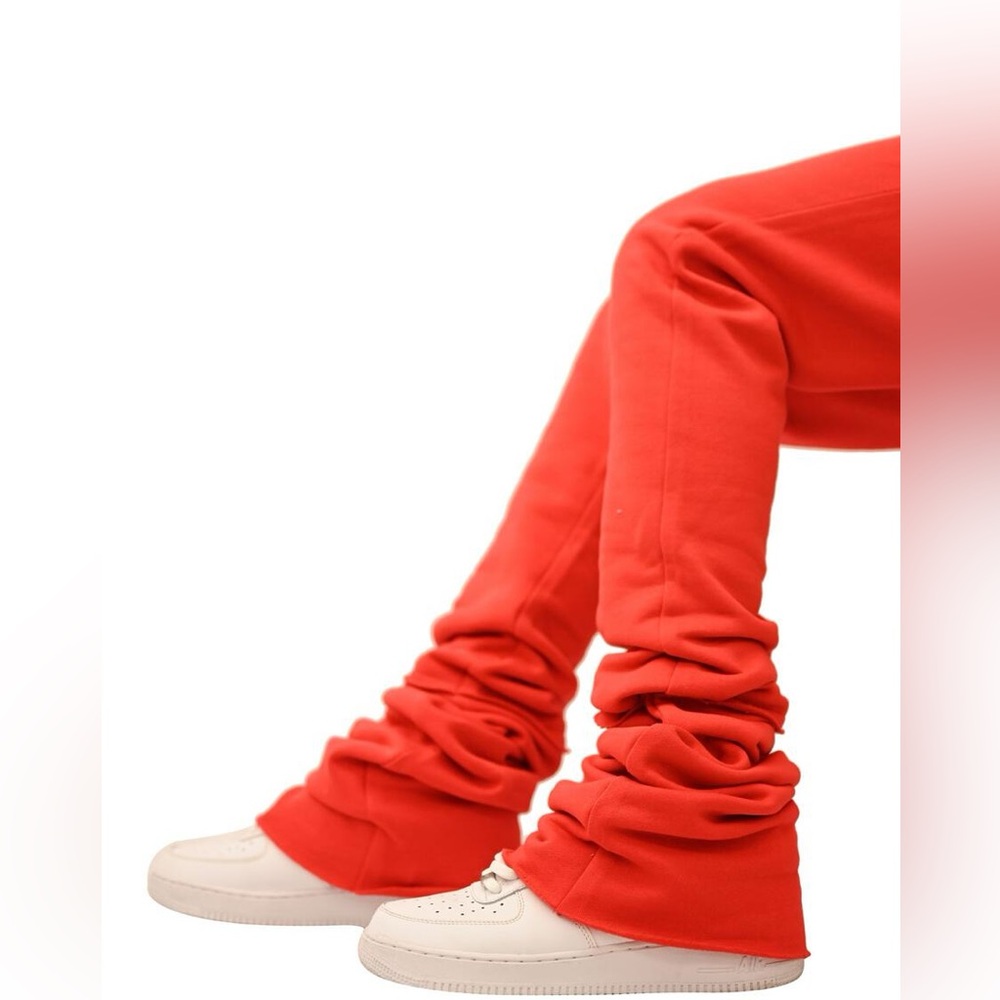 Red Double Stacked Joggers